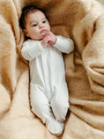 Load image into Gallery viewer, Drop Needle - Snap Front Footie - Organic White