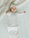 Load image into Gallery viewer, Knotted Gown & Beanie Set - Blue Dots