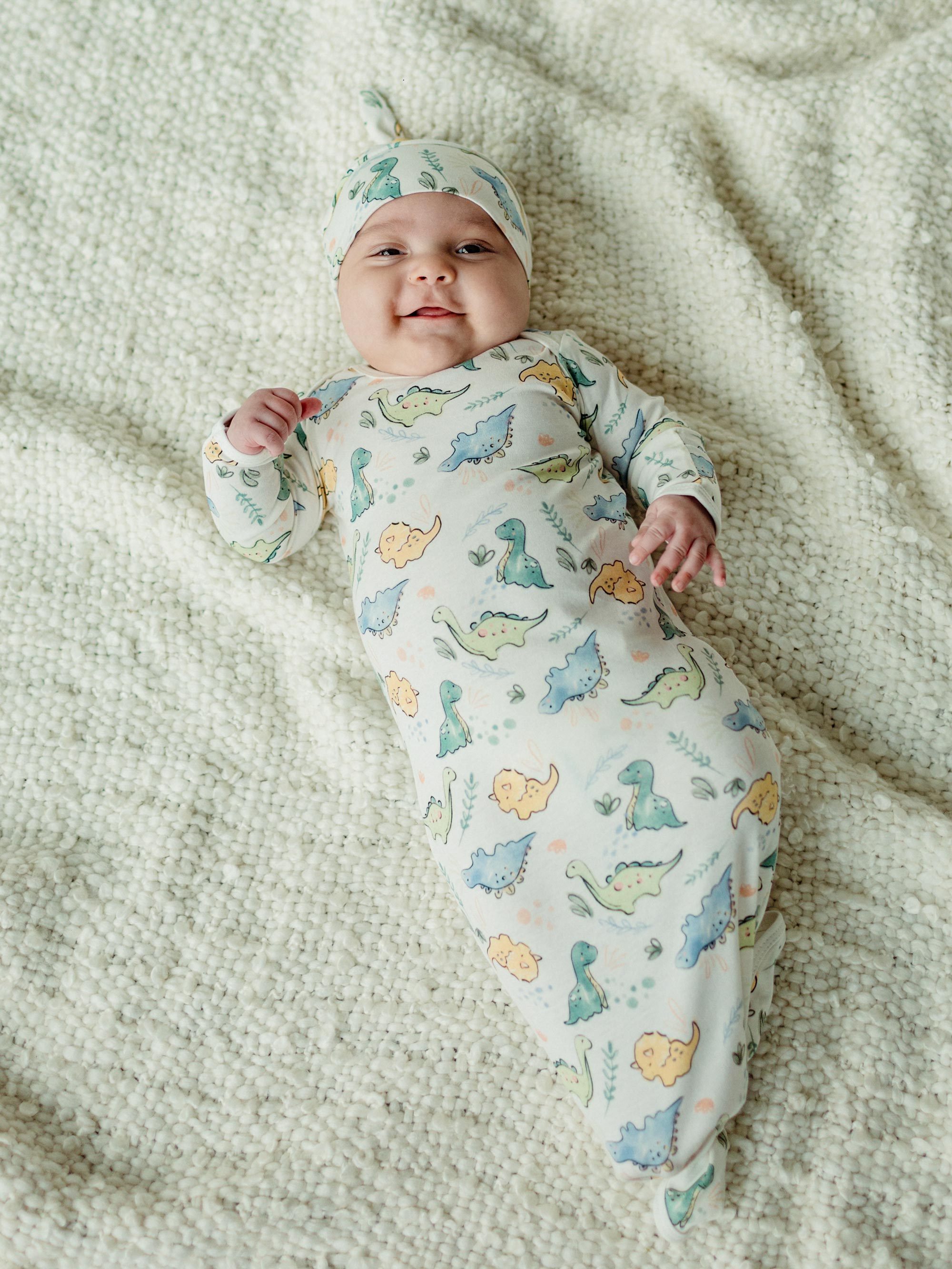 Knotted Gown Beanie Set Dino