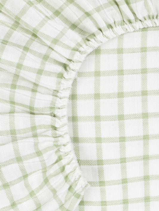 Muslin - Bassinet Sheet - Sage Windowpane