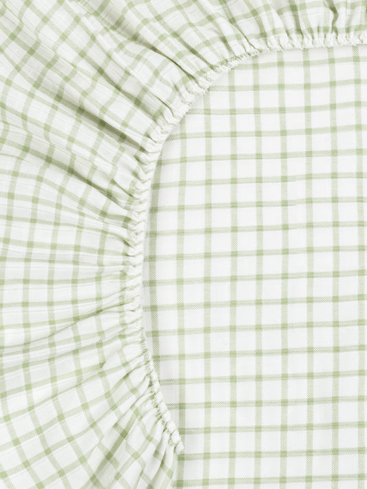 Muslin - Crib Sheet - Sage Windowpane