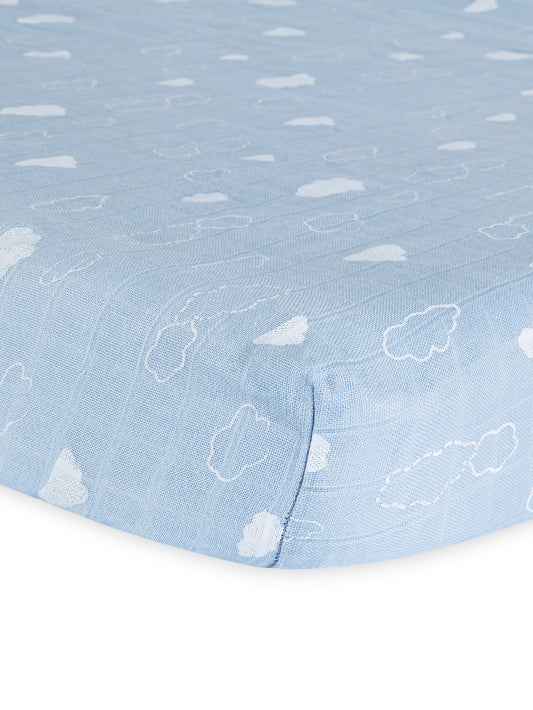 Muslin Playpen/Playard Sheet - Clouds