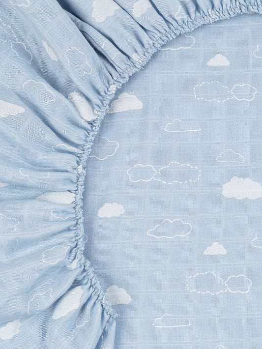 Muslin Playpen/Playard Sheet - Clouds