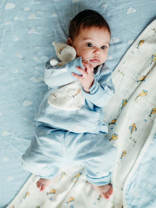 Muslin Side Snap Top & Pant Set - Clouds