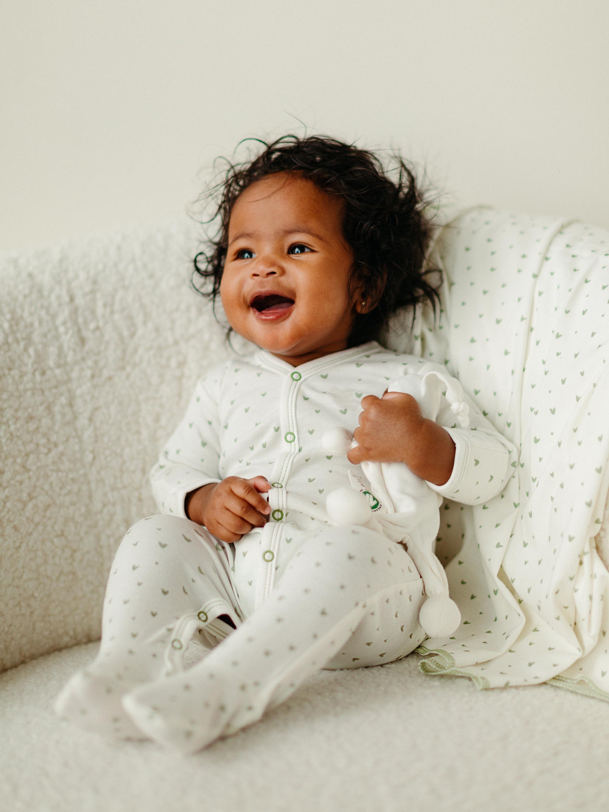 Organic Baby Snap Front Footie Onesie Hearts - Main Image