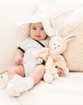 Load image into Gallery viewer, Snuggle Bunny Lovey w/ Blue Stripe Ears
