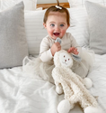 Load image into Gallery viewer, Snuggle Bunny Lovey w/ Blue Stripe Ears