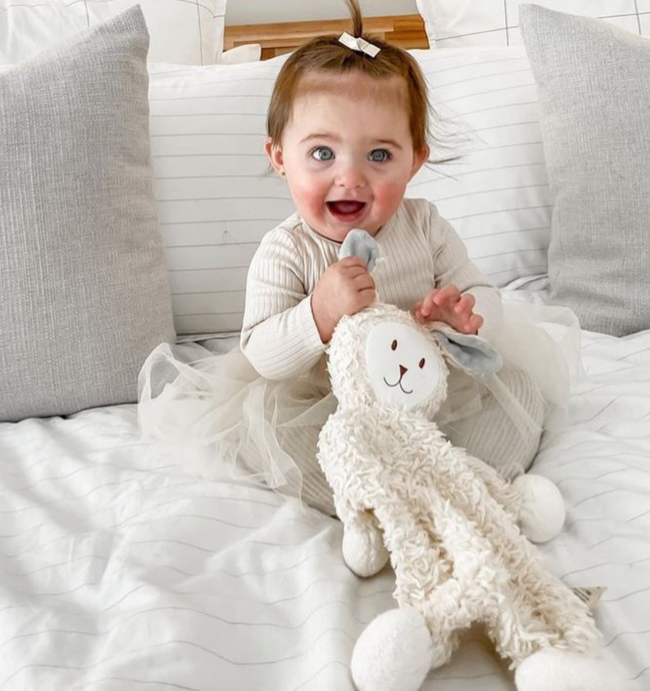 Snuggle Bunny Lovey w/ Blue Stripe Ears