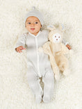 Load image into Gallery viewer, Snuggle Bunny Lovey w/ Blue Stripe Ears