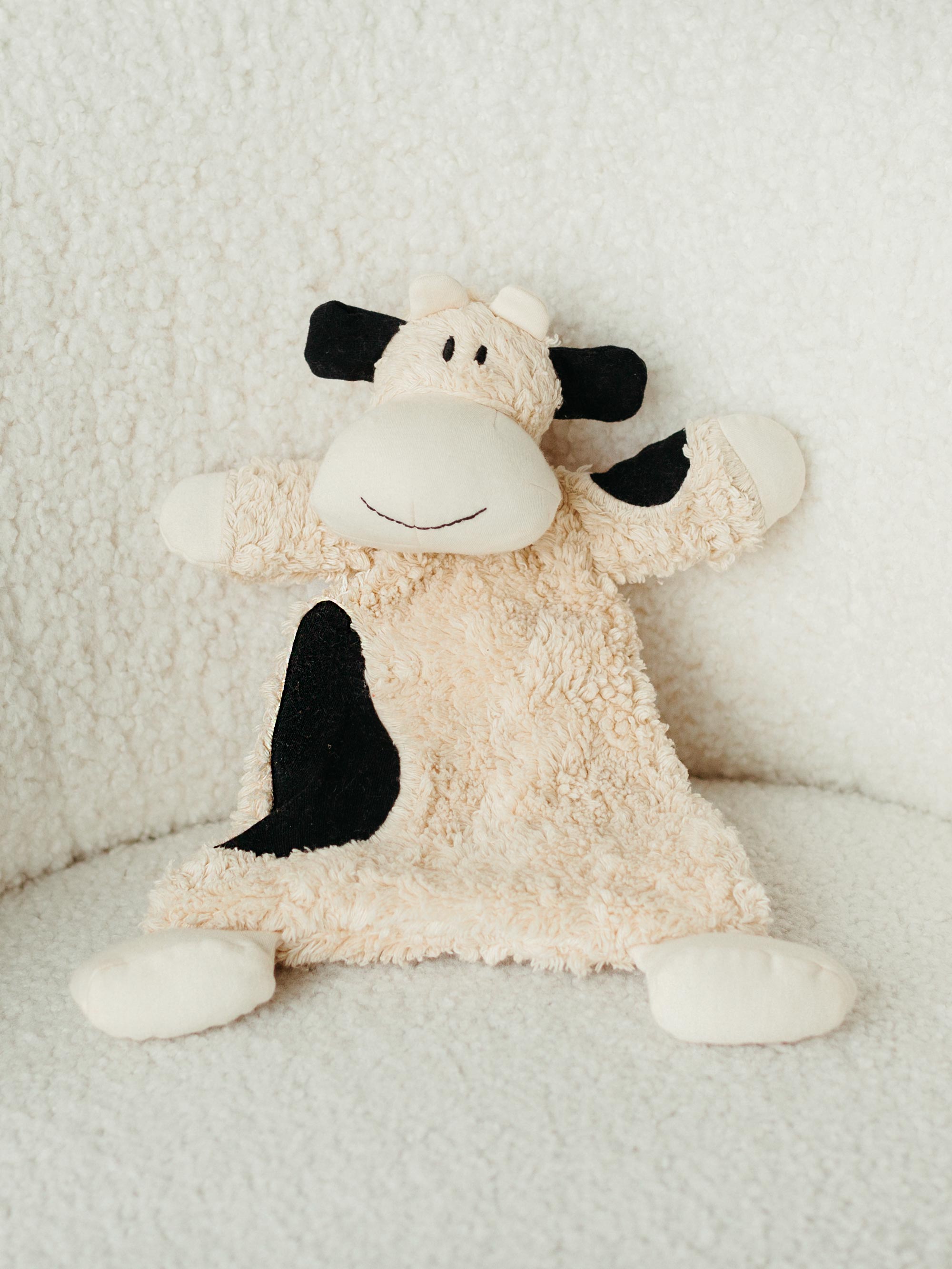 Organic Flat Faux Sherpa Cow Lovey