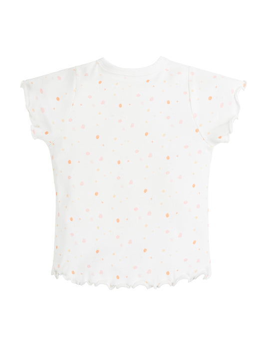 T-shirt - Girls - Flutter Sleeves - Pink Dots