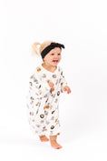 Load image into Gallery viewer, Organic Cotton Long Bubble Romper – Animal Frame Print

