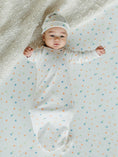 Load image into Gallery viewer, Knotted Gown & Beanie Set - Blue Dots
