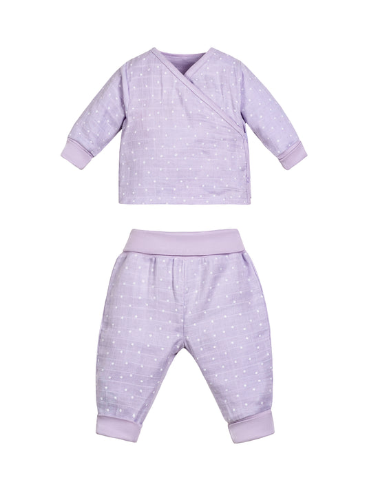 Muslin Side Snap Top & Pant Set - Lavender Stars