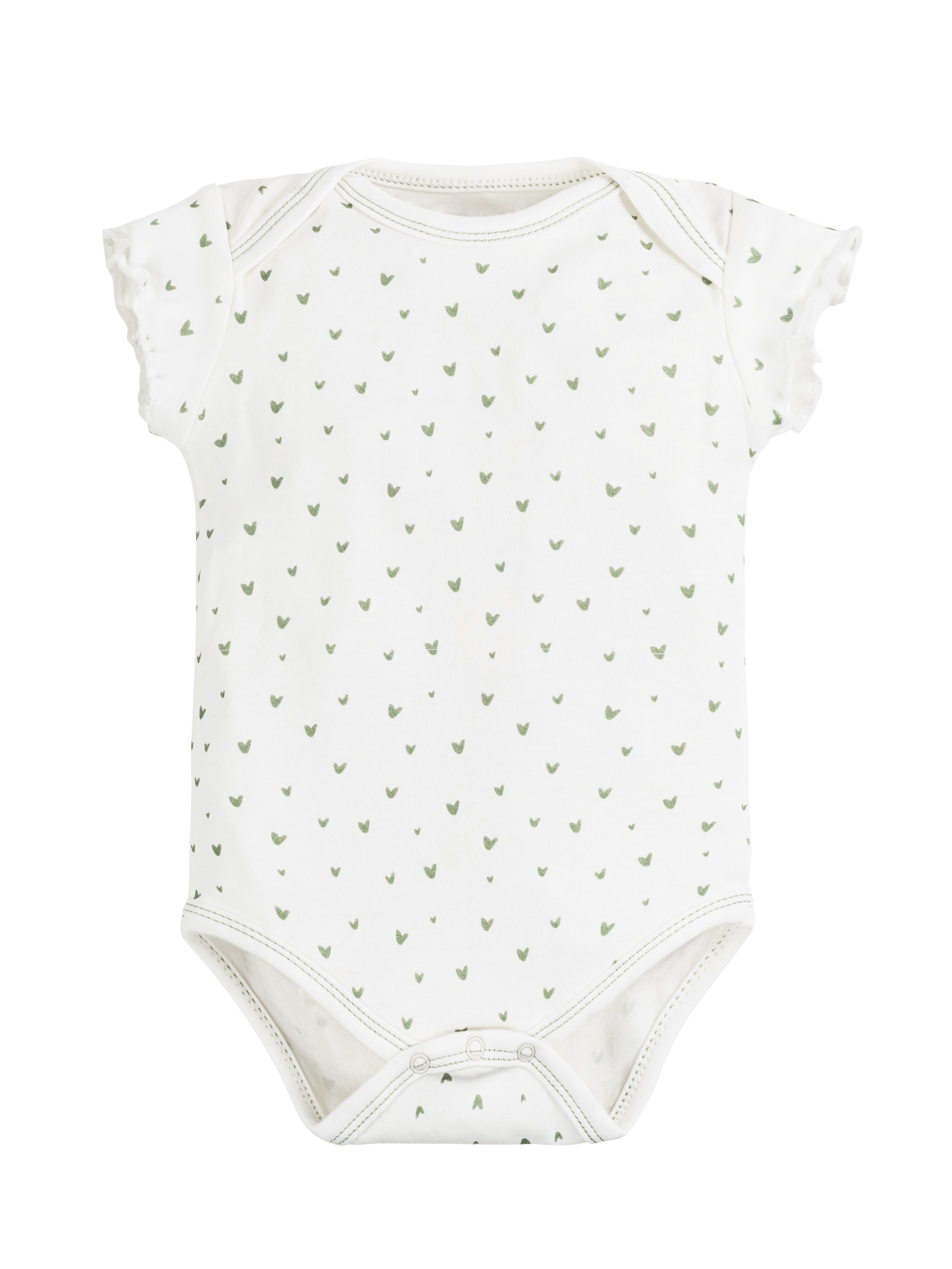 Onesie/Bodysuit Flutter Sleeves Sage Hearts - Main Image