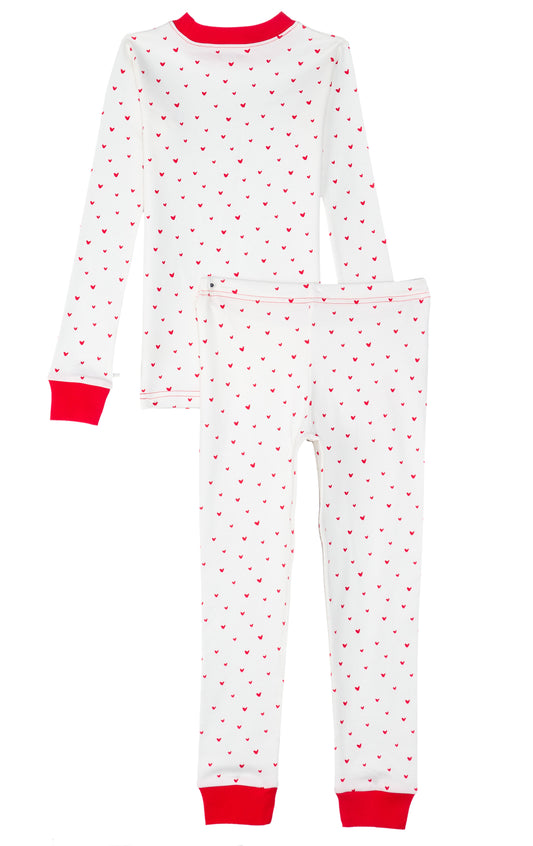 Organic Cotton Toddler Long Johns – Red Hearts