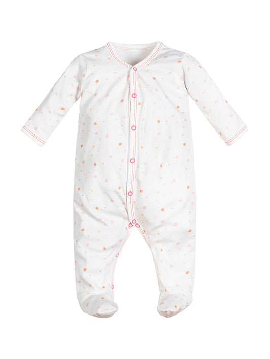 Snap Front Footie - Pink Dots