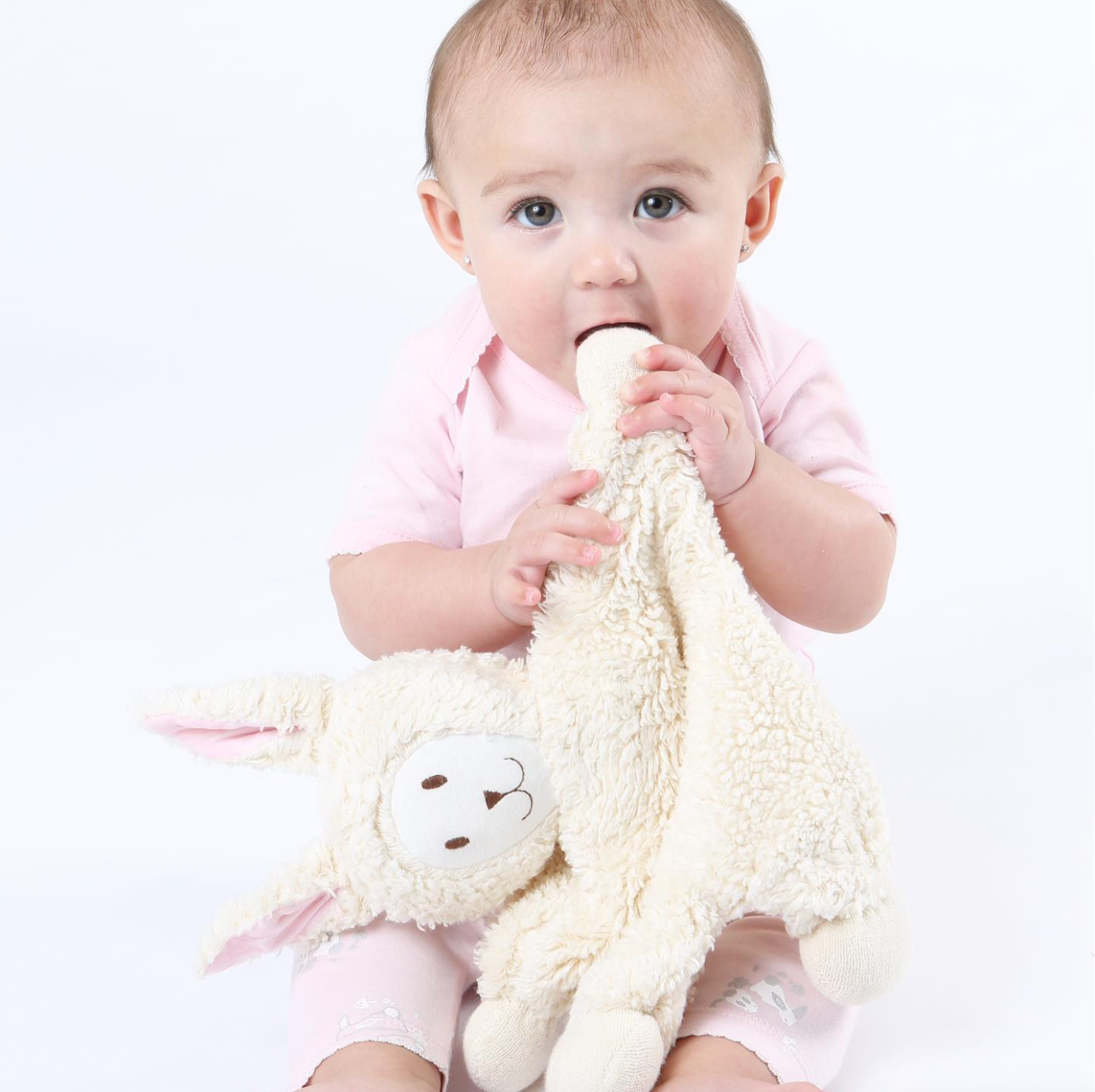 Snuggle Bunny Lovey w/ Pink Stripe Ears