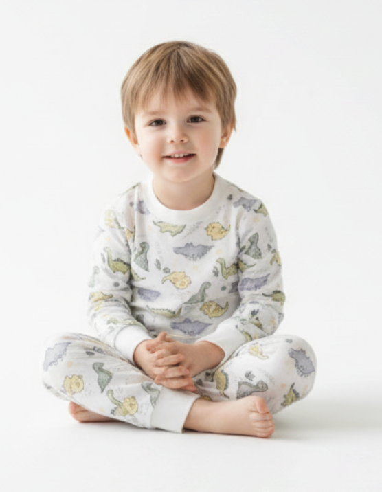 Organic Cotton Toddler Long Johns – Dino Print
