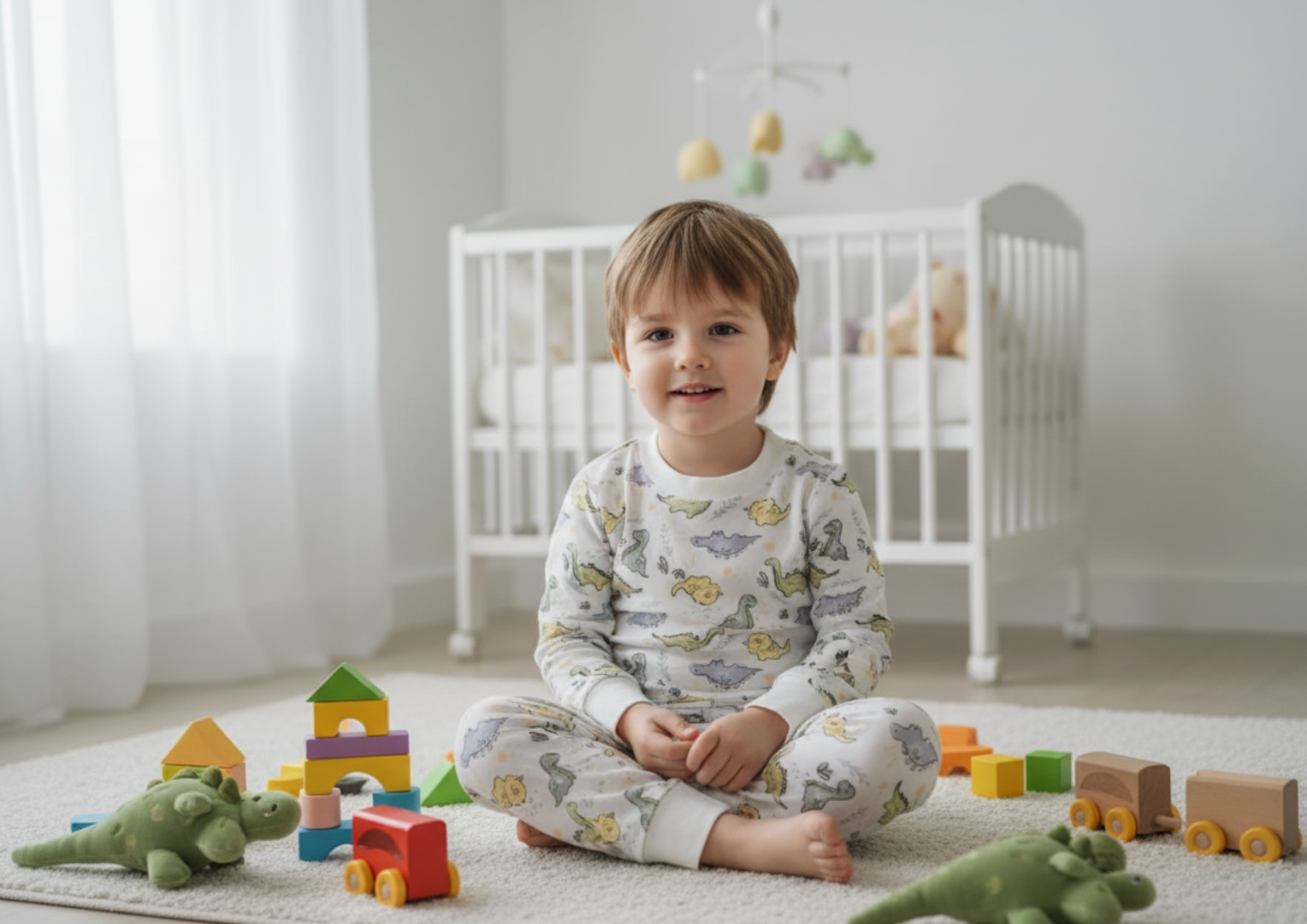 Organic Cotton Toddler Long Johns – Dino Print