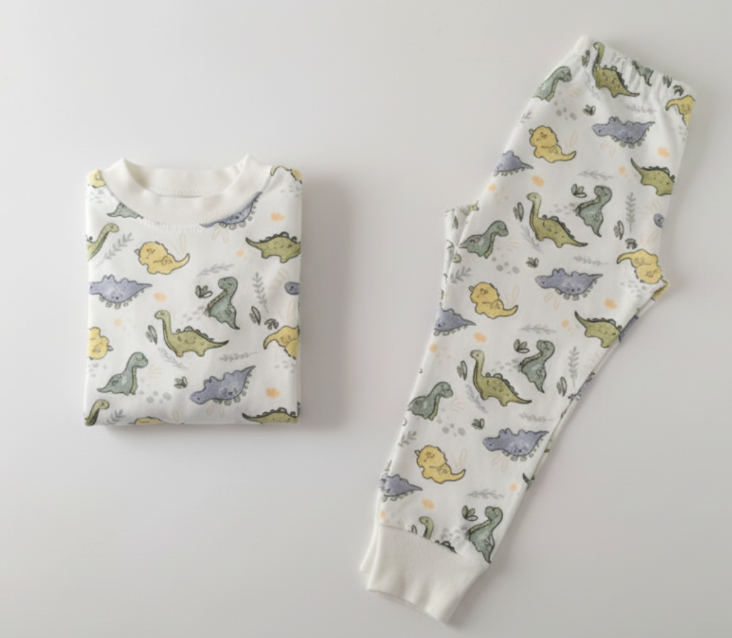 Organic Cotton Toddler Long Johns – Dino Print