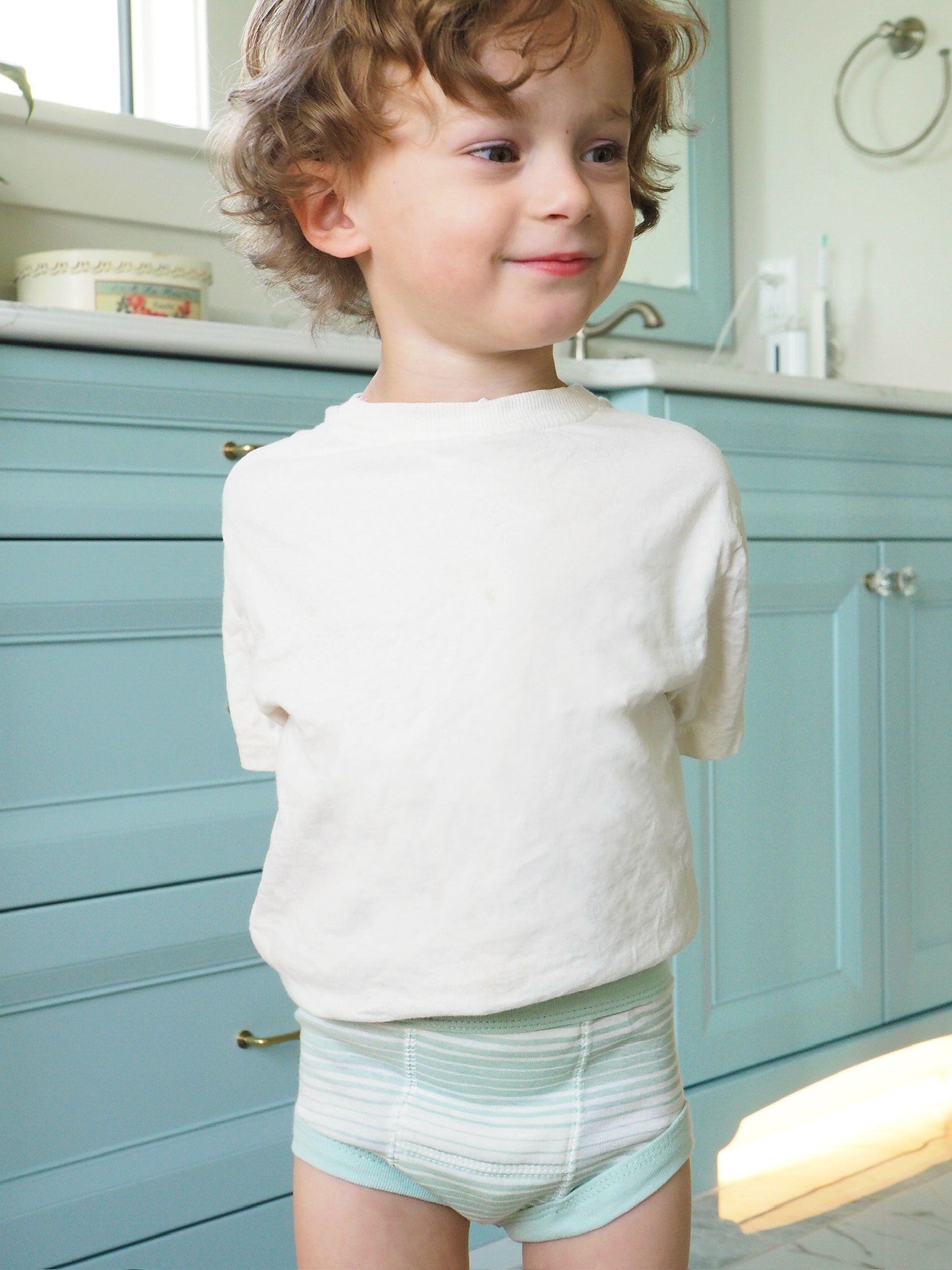 Cotton Baby Potty Training Underwear - Sea Green Stripe