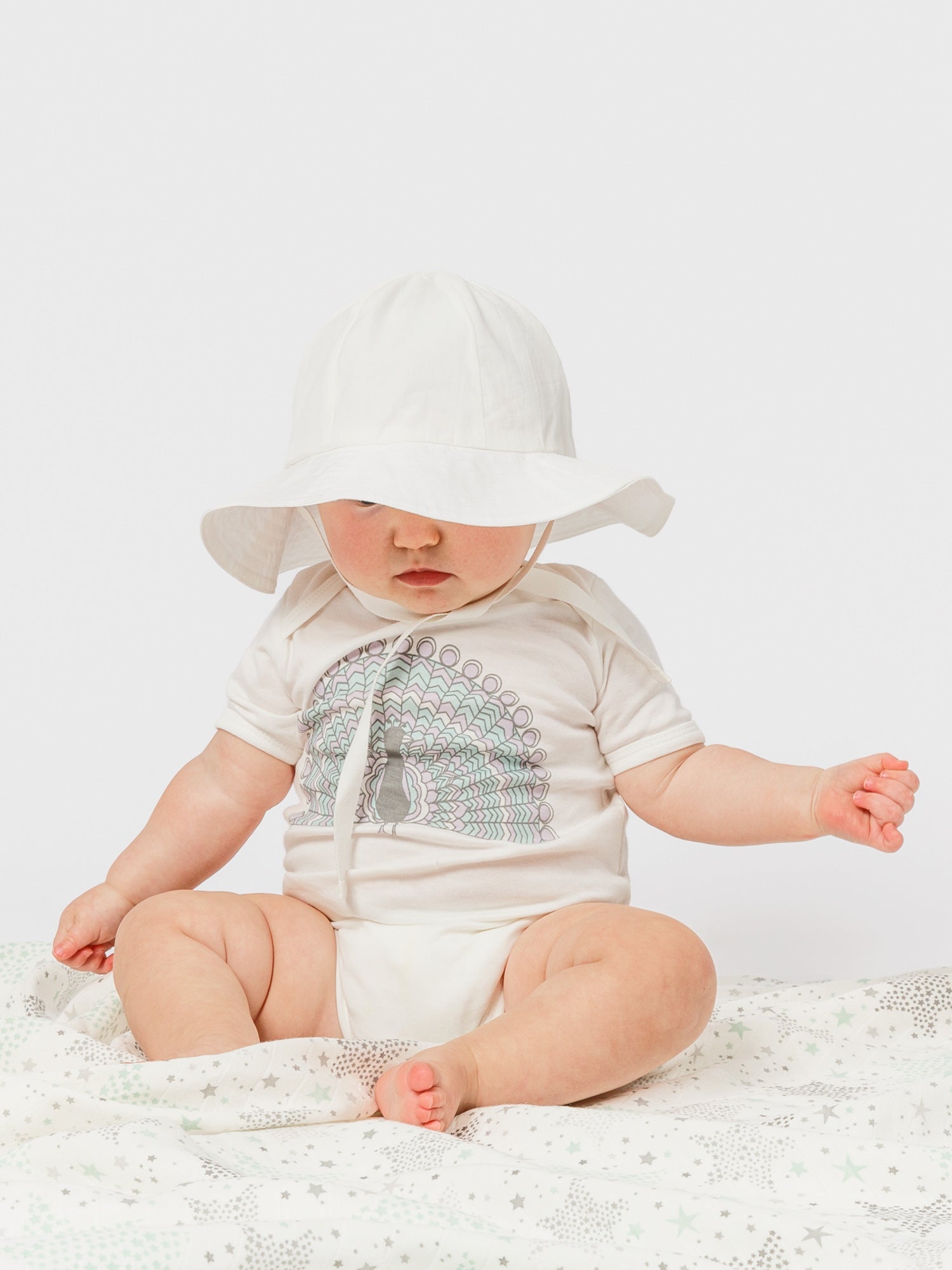 Organic Cotton White Newborn Baby Sun Hat