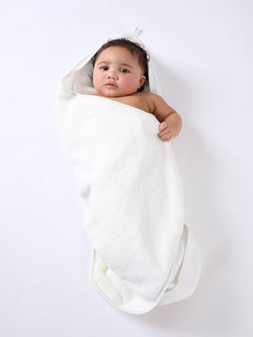 Swaddle Blanket - Grey Stork Embroidery