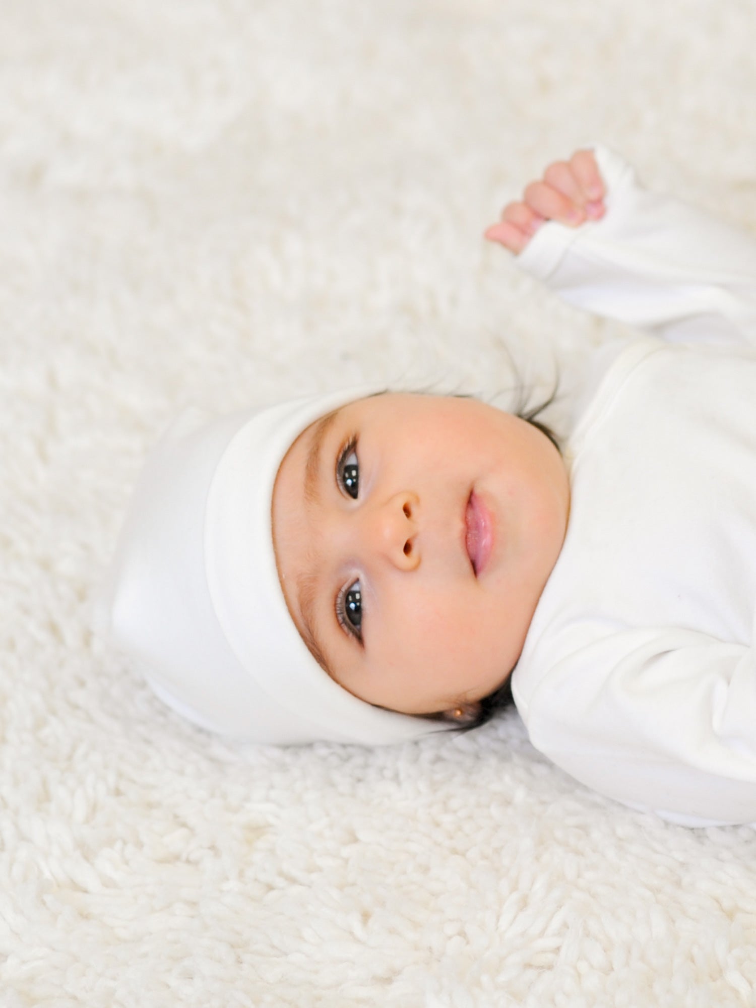 Organic White Baby Beanie Hat