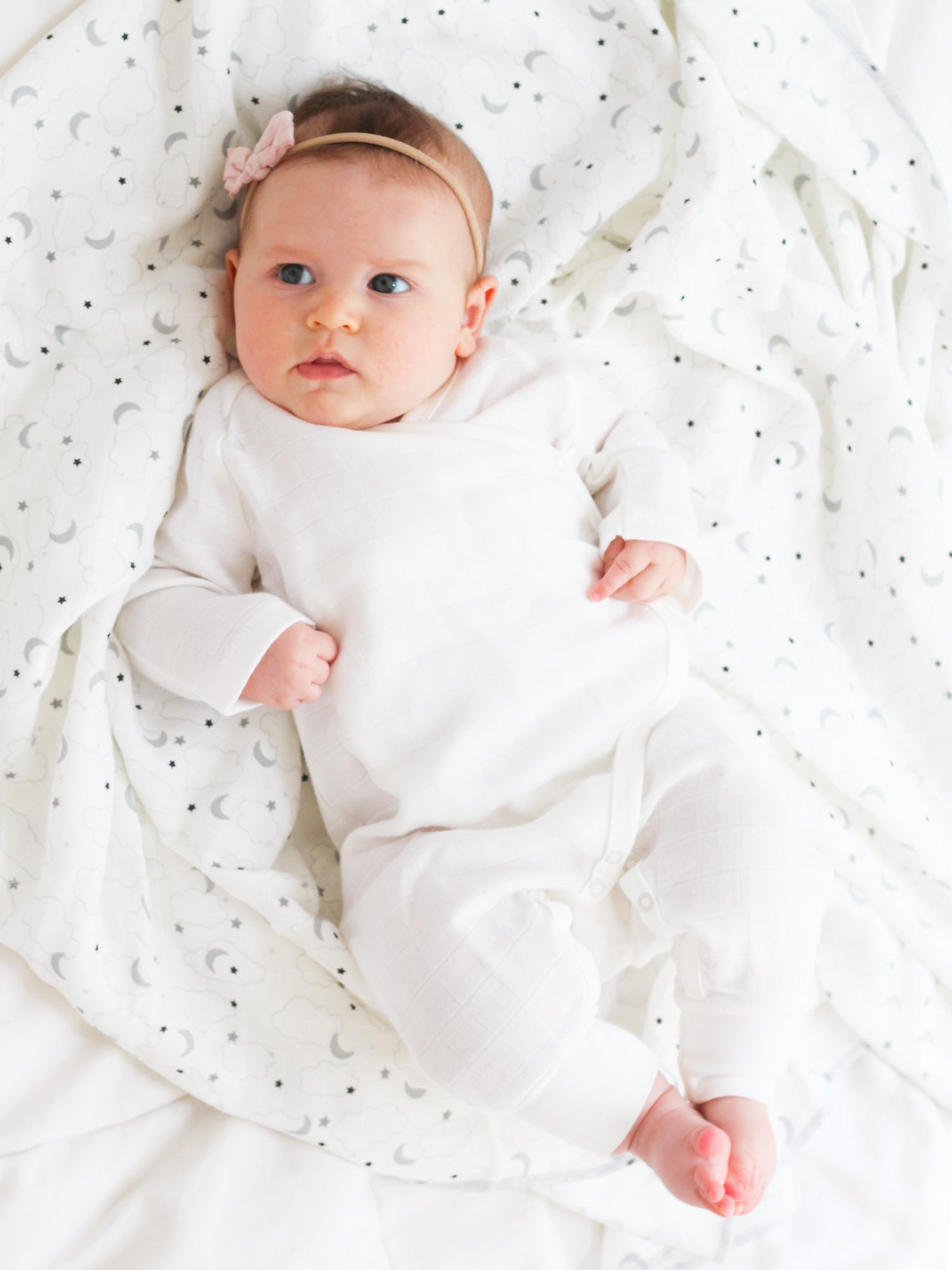 White Long Sleeve Side-Snap Romper for Babies